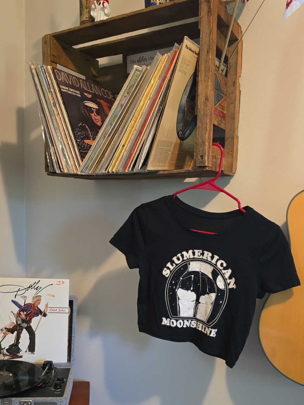 Slumerican Moonshine Black Graphic Crop Tee